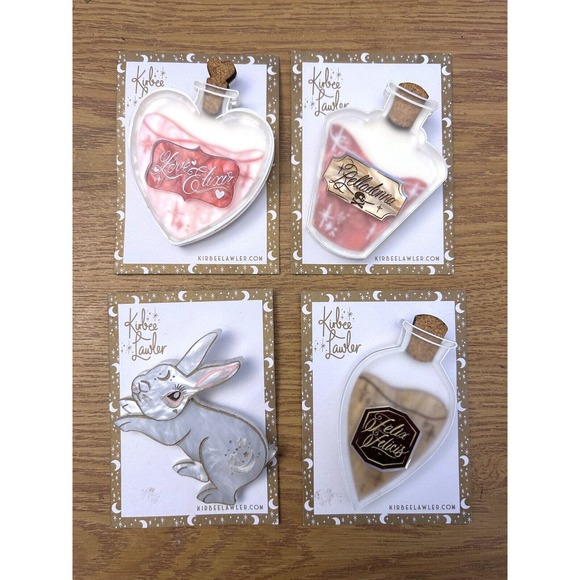 Lot Kirbee Lawler Brooch Love Elixir Potion Felix Felicis Belladonna Bunny - Picture 1 of 6